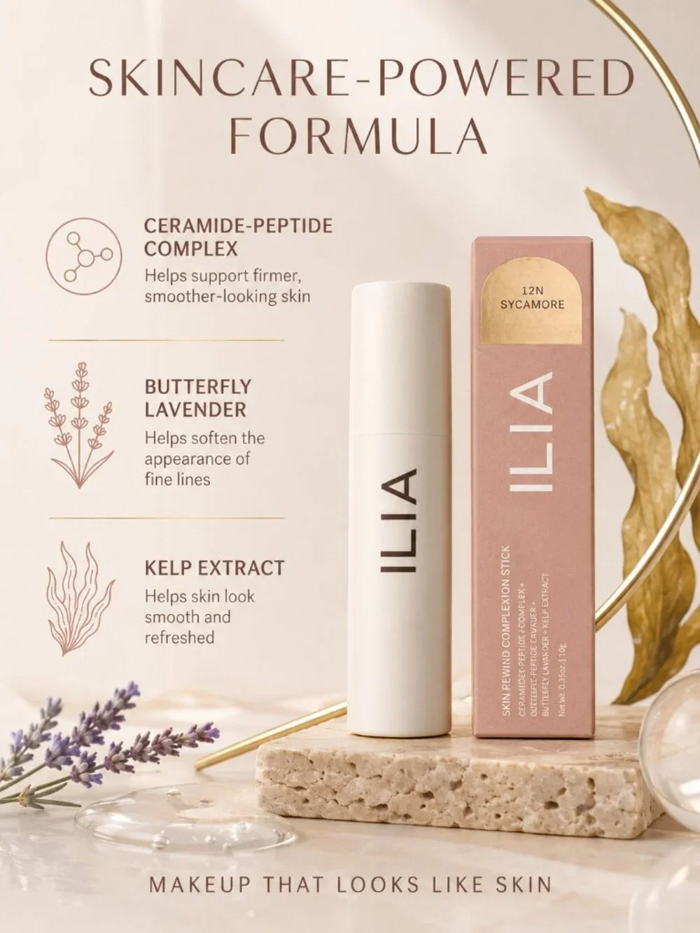 ILIA Skin Rewind Complexion Stick 12N Sycamore Foundation Concealer 10g